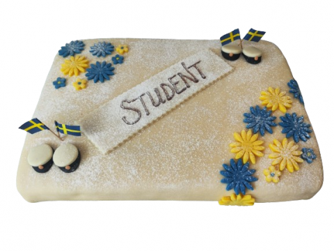 Bild på Studenttårta vit marsipan